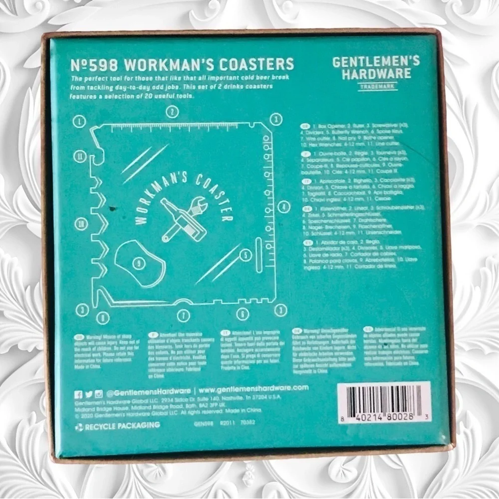 Set Of Two Workman’s Coaster Multi-Tool CoastersTwo coasters in box - Picture 2 of 3
